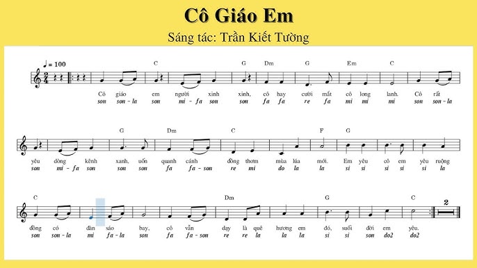 Hợp âm bài hát Cô Giáo Em