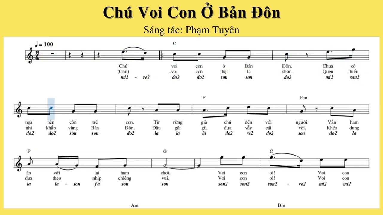 Hợp âm bài hát Chú Voi Con Ở Bản Đôn