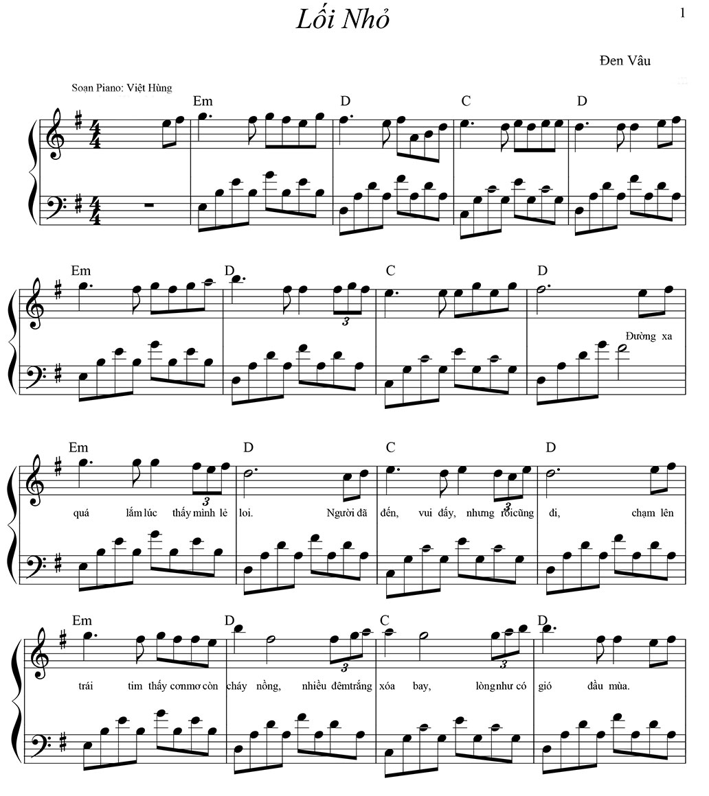 Hợp âm bài hát Lối Nhỏ