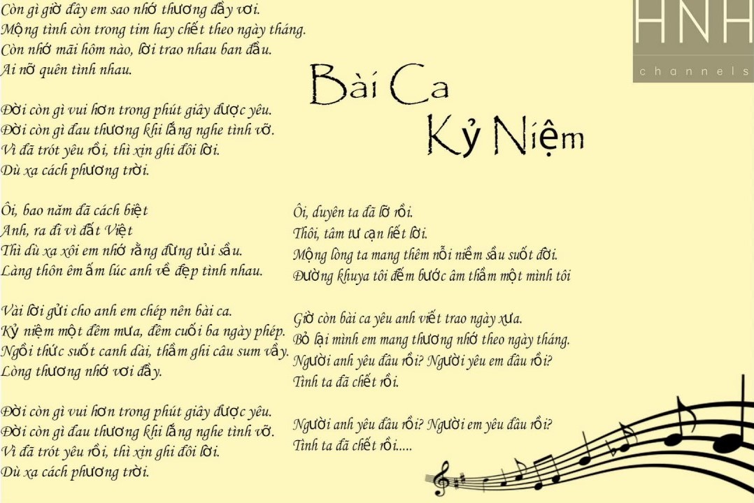 Lời bài hát Bài Ca Kỷ Niệm: Ca khúc đi cùng năm tháng