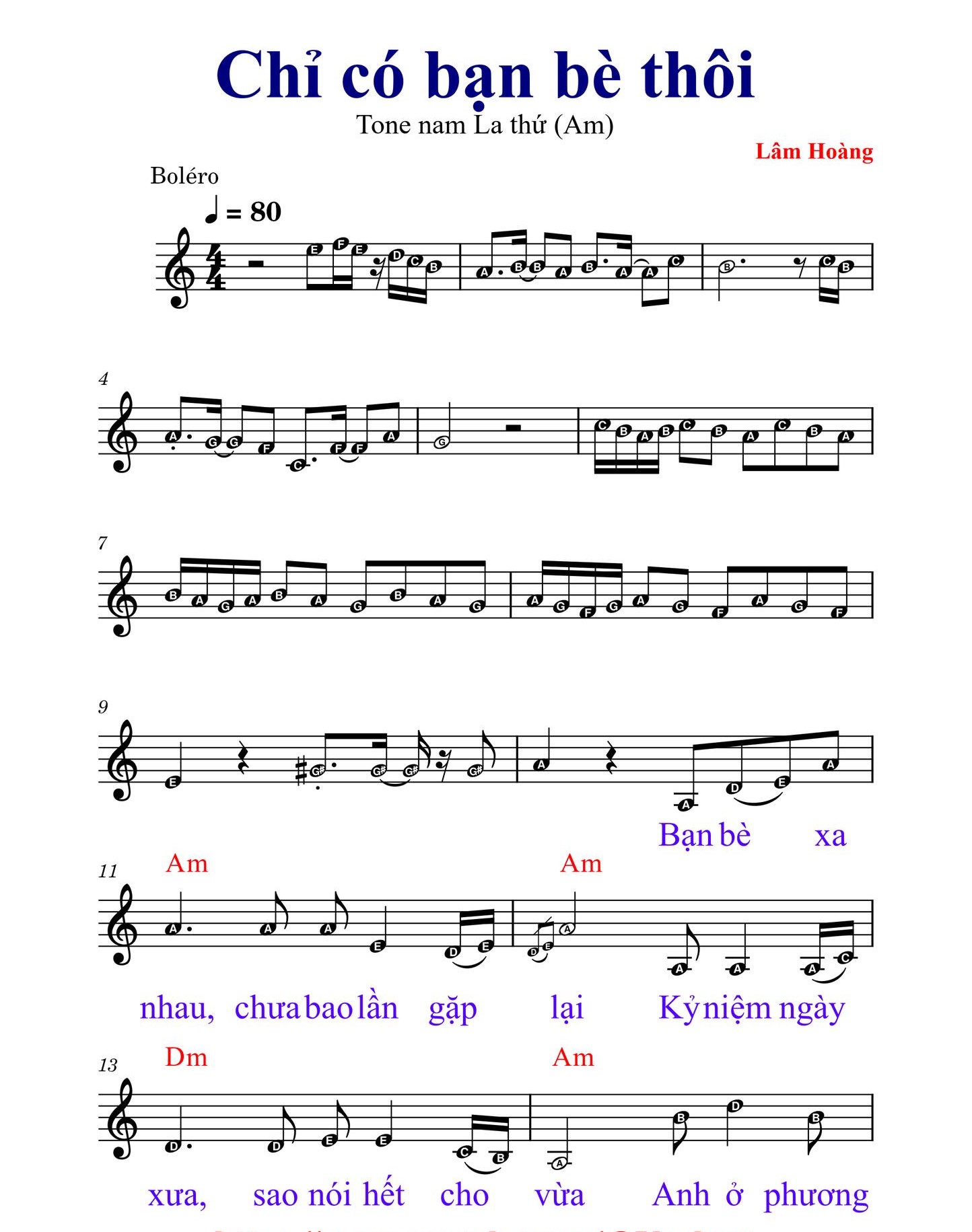 Hợp âm bài hát Chỉ Có Bạn Bè Thôi