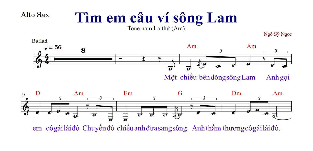 Hợp âm bài hát Tìm Em Câu Ví Sông Lam