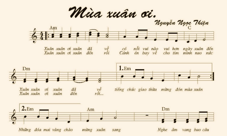Lời bài hát Mùa Xuân Ơi