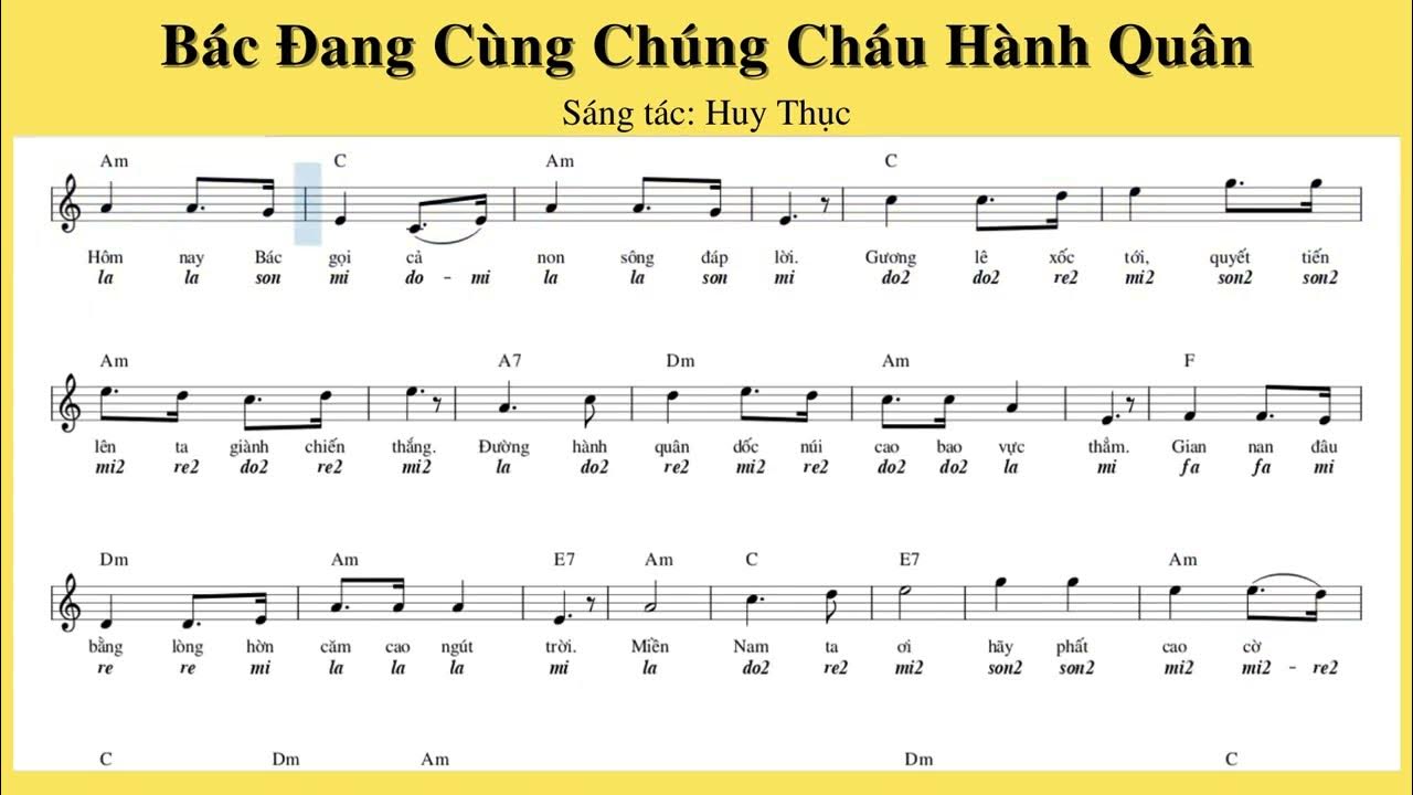 Hợp âm bài hát Bác Đang Cùng Chúng Cháu Hành Quân