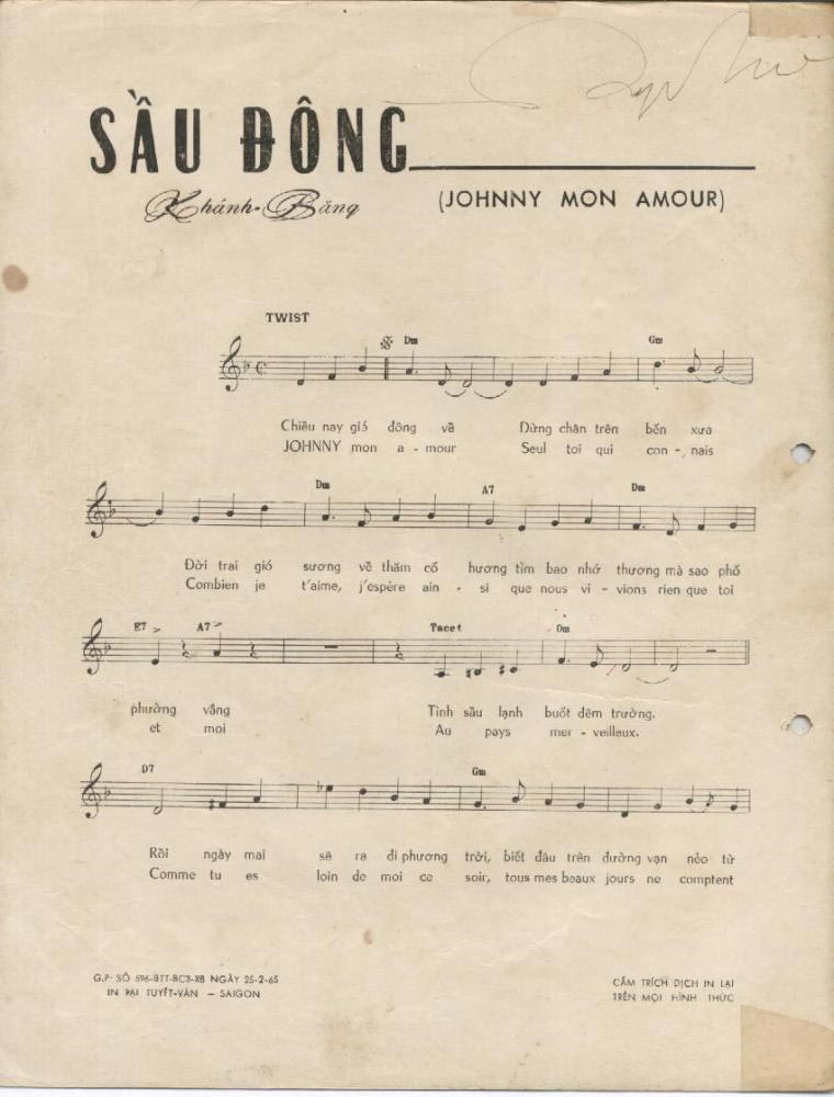 Lời bài hát Sầu Đông