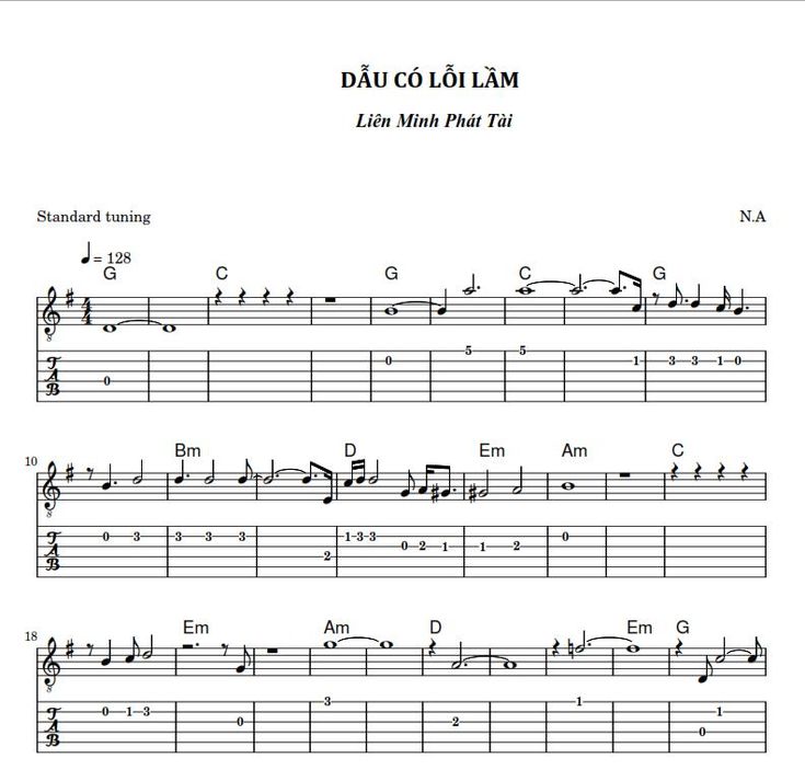 Hợp âm bài hát Dẫu Có Lỗi Lầm