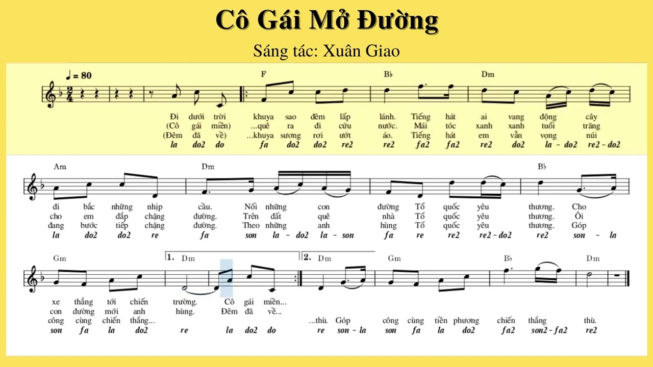 Hợp âm bài hát Cô Gái Mở Đường