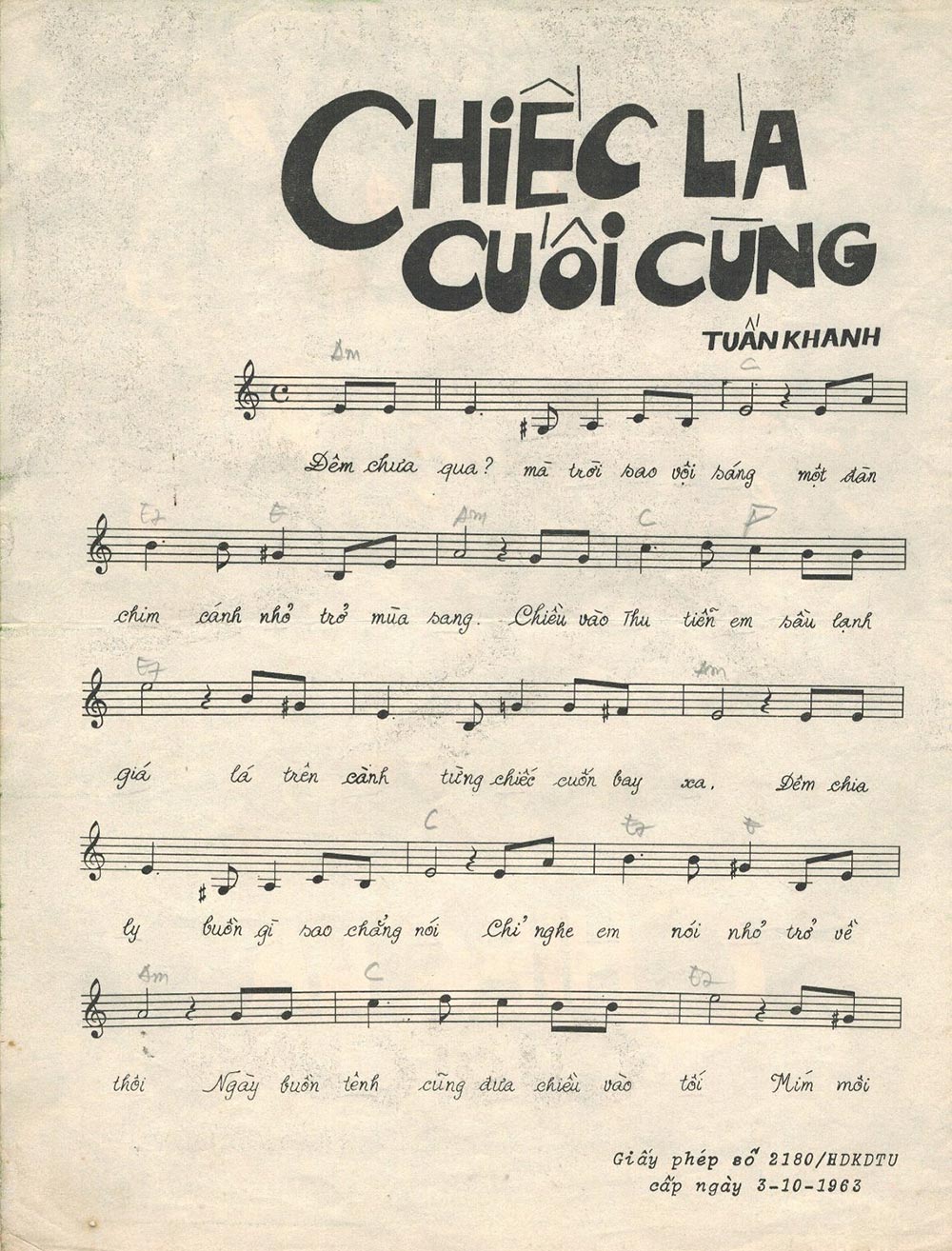 Lời bài hát Chiếc Lá Cuối Cùng
