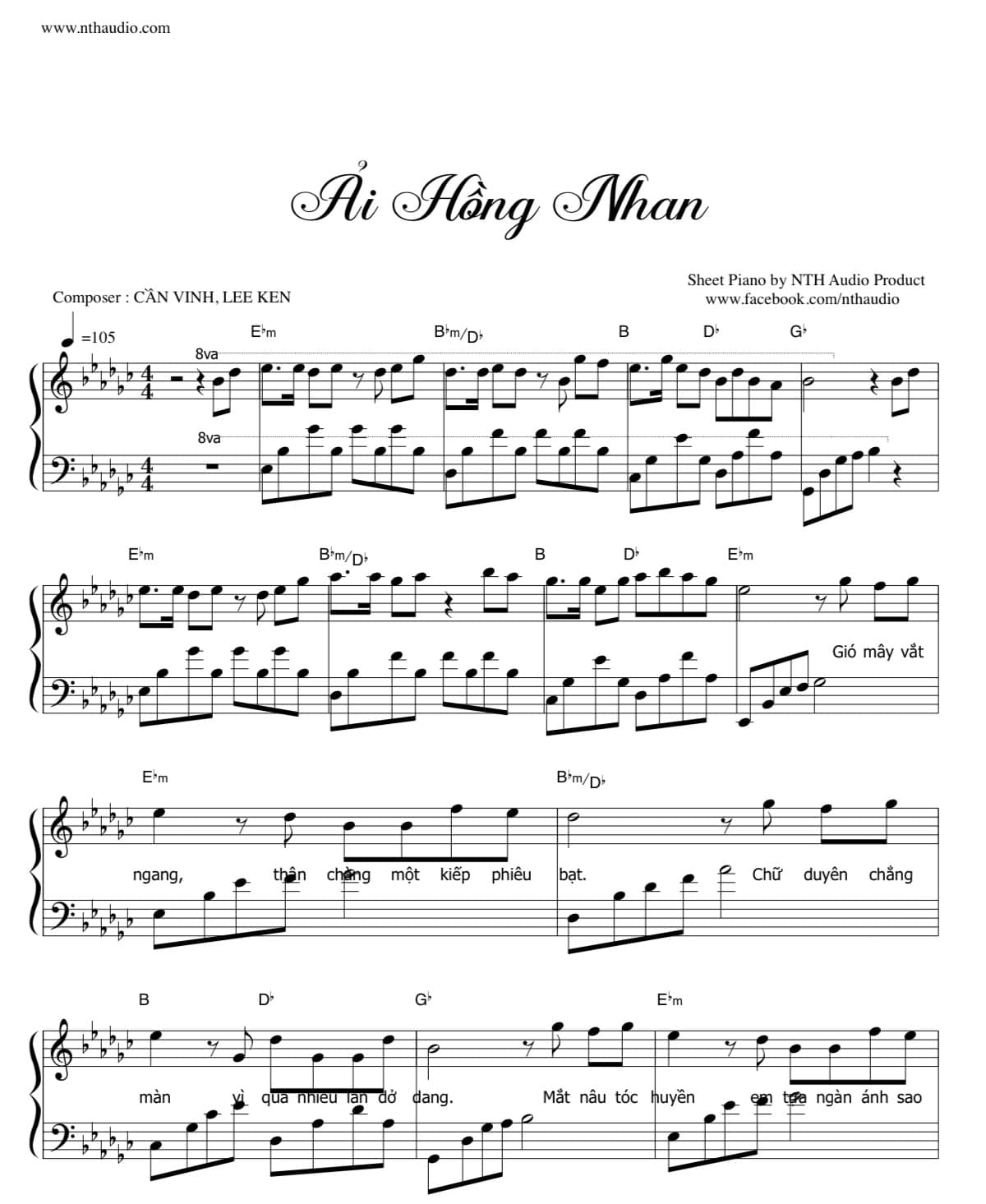 Hợp âm bài hát Ải Hồng Nhan