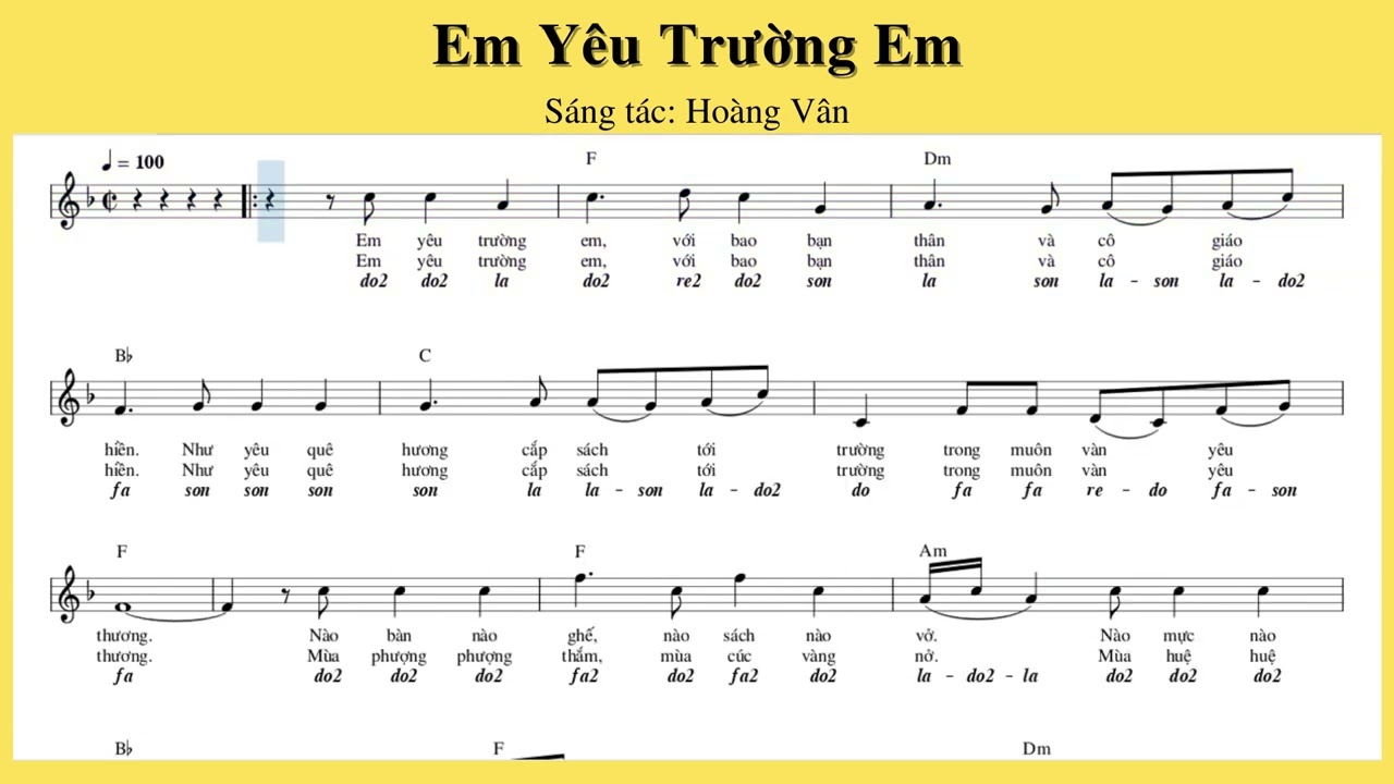 Lời bài hát Em Yêu Trường Em