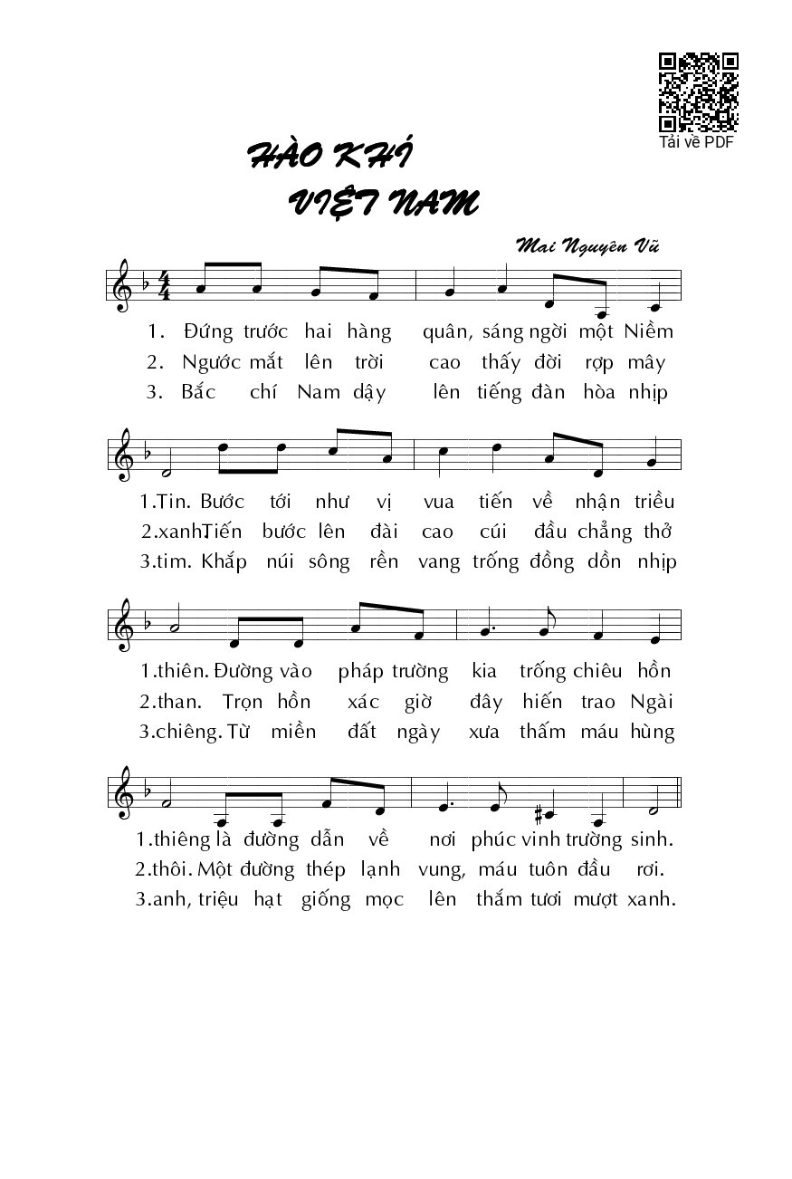 Lời bài hát Hào Khí Việt Nam