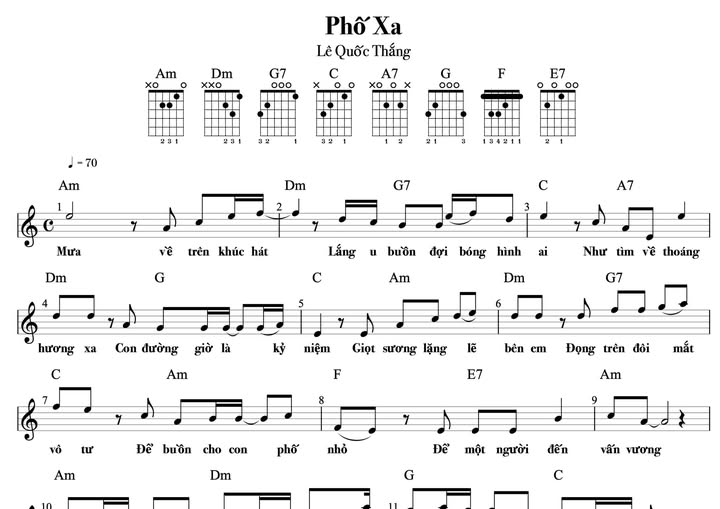 Hợp âm bài hát Phố Xa