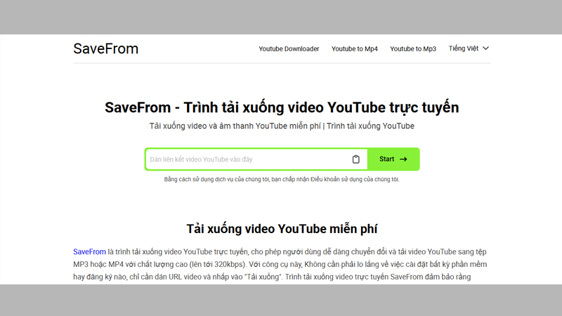 Savefrom: Tải video YouTube miễn phí