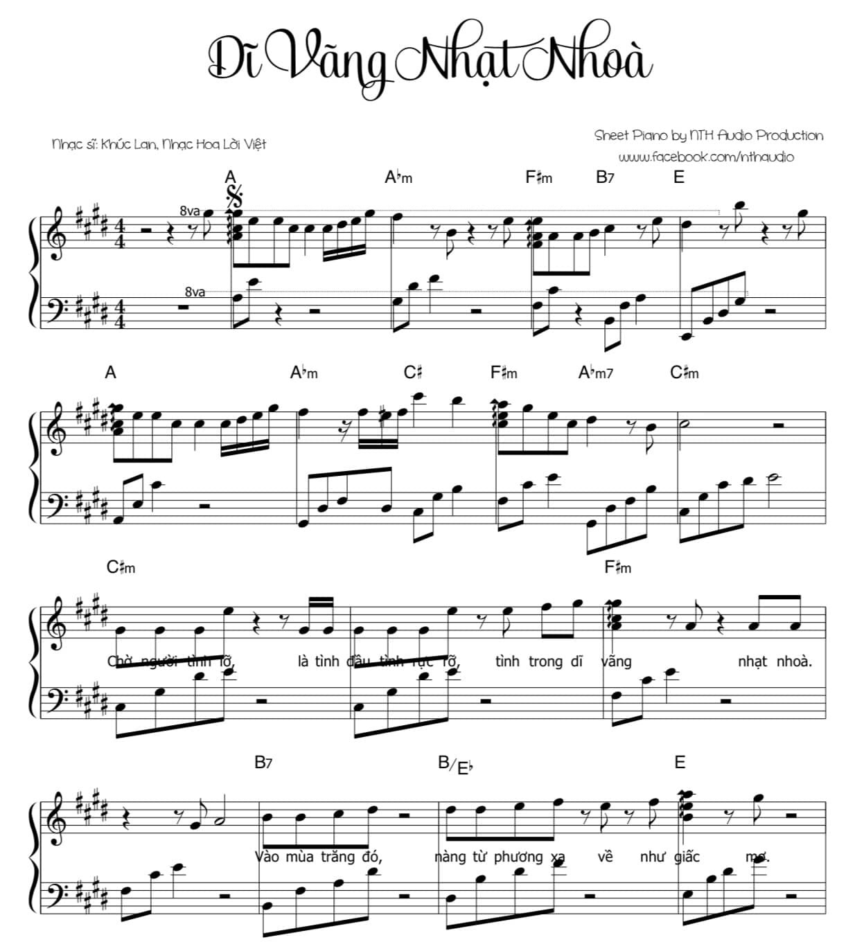 Hợp âm bài hát Dĩ Vãng Nhạt Nhòa