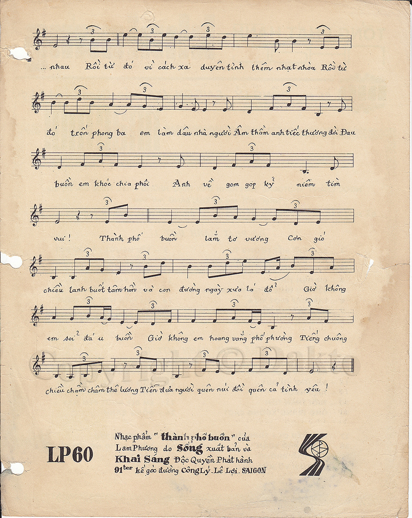 Lời bài hát Thành Phố Buồn