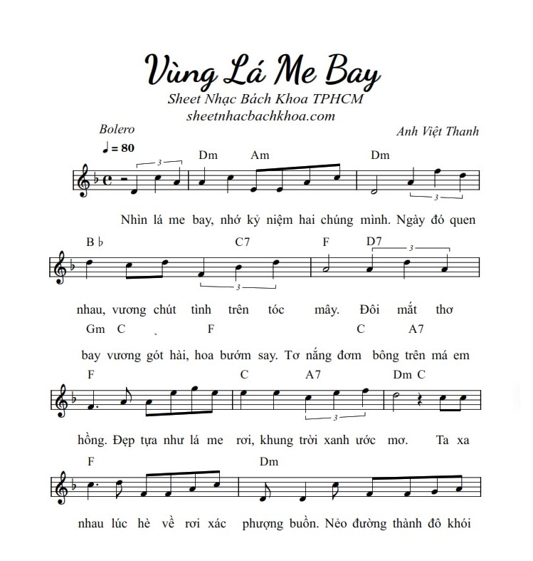 Hợp âm bài hát Vùng Lá Me Bay