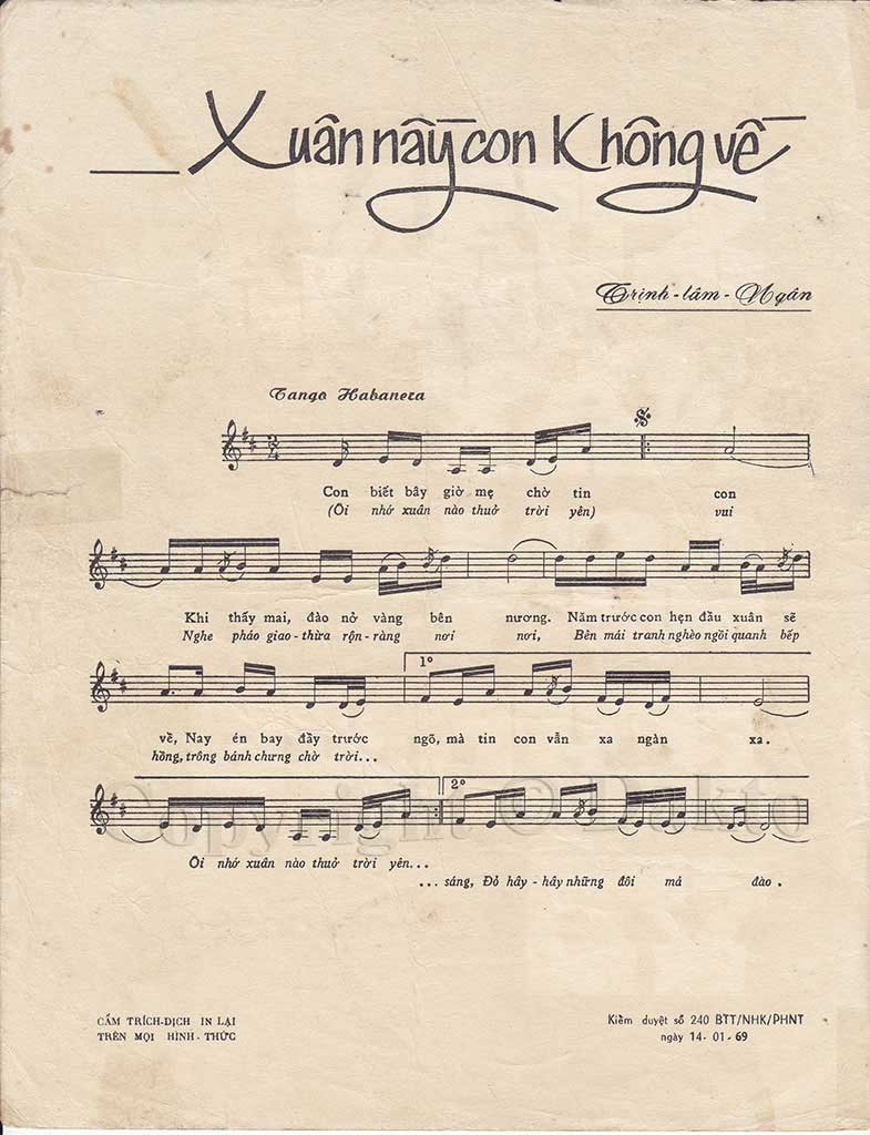 Lời bài hát Xuân Này Con Không Về