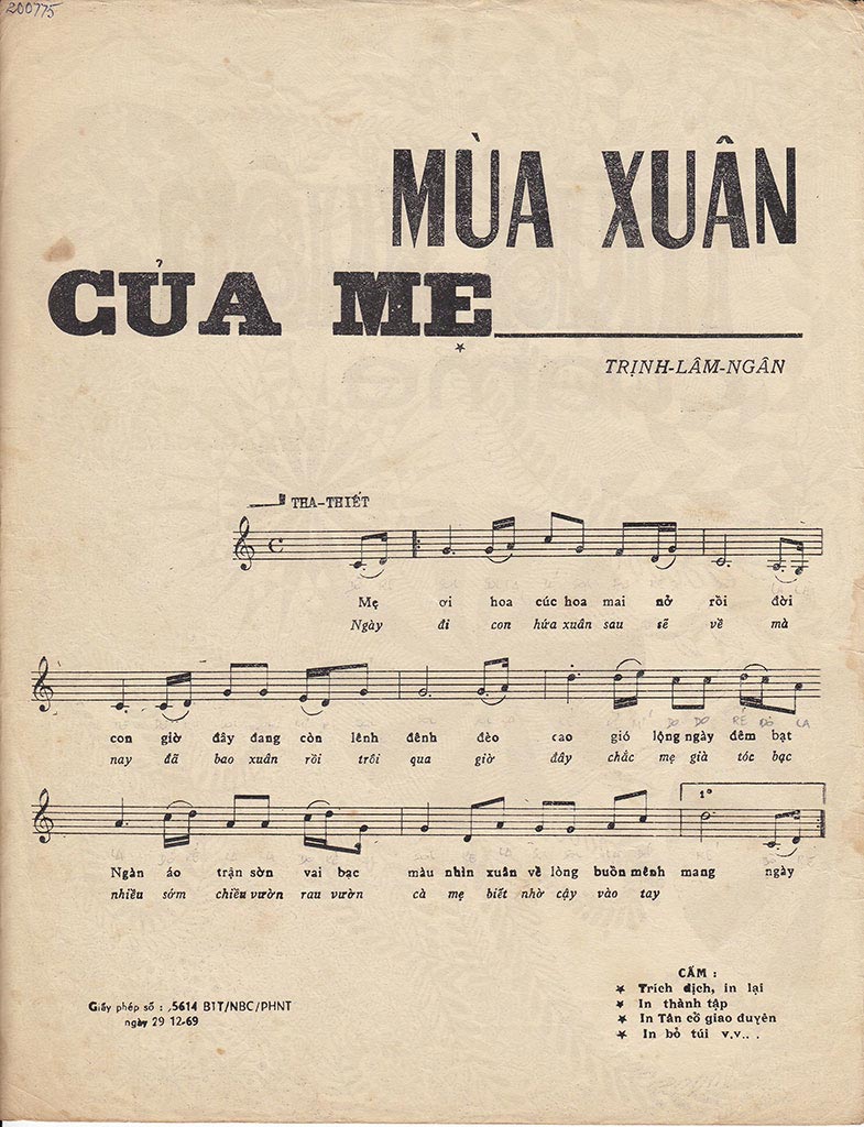Lời bài hát Mùa Xuân Của Mẹ