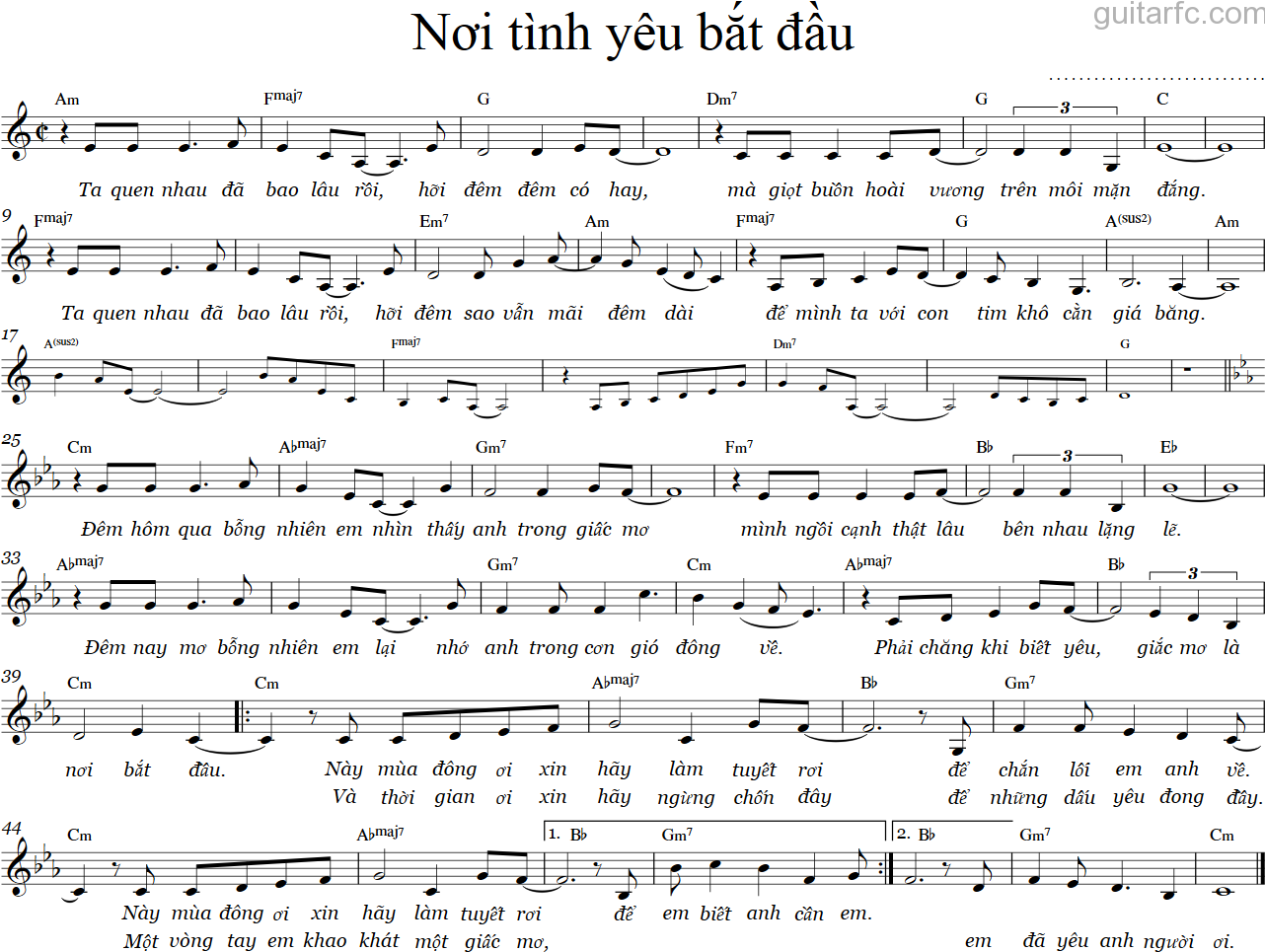Lời bài hát Nơi Tình Yêu Bắt Đầu