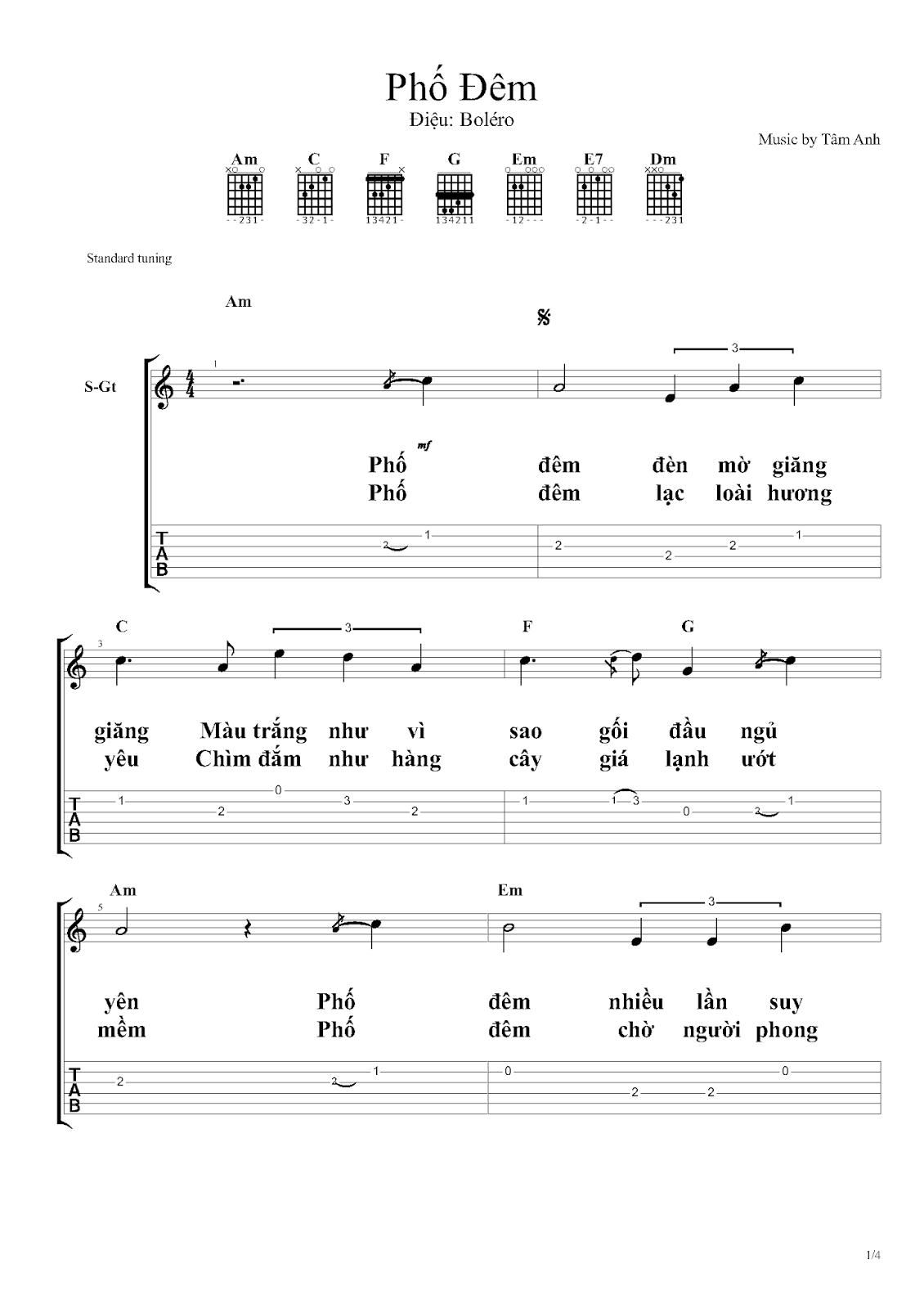 Hợp âm bài hát Phố Âm