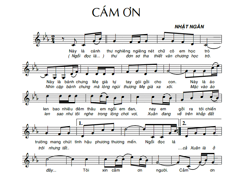 Lời bài hát Cám Ơn