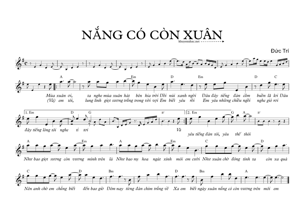 Lời Bài Hát Nắng Có Còn Xuân Chuẩn Nhất – Nhạc Xuân Bất Hủ