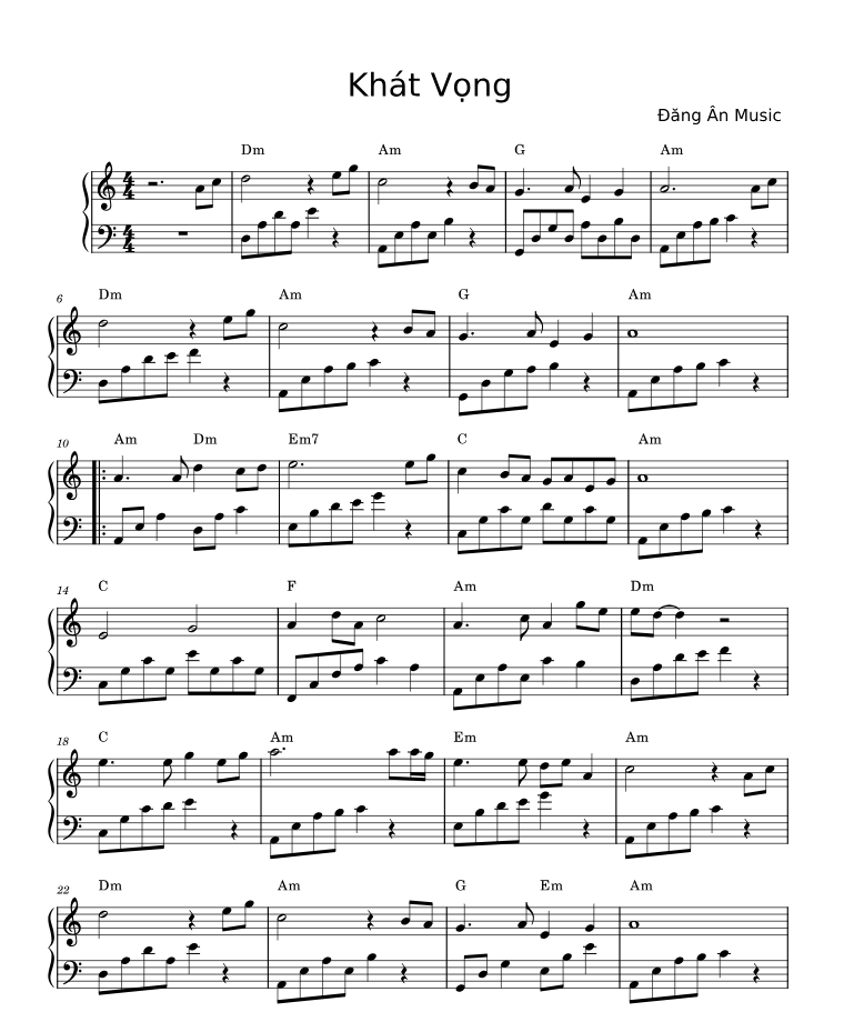 Hợp âm bài hát Khát Vọng