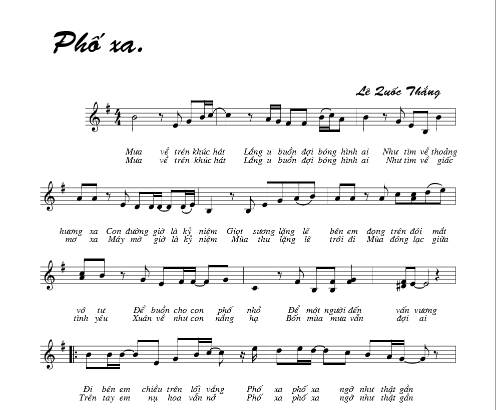 Lời bài hát Phố Xa