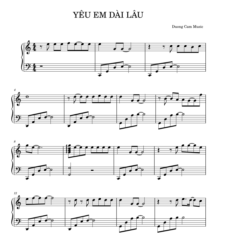 Hợp âm bài hát Yêu Em Dài Lâu