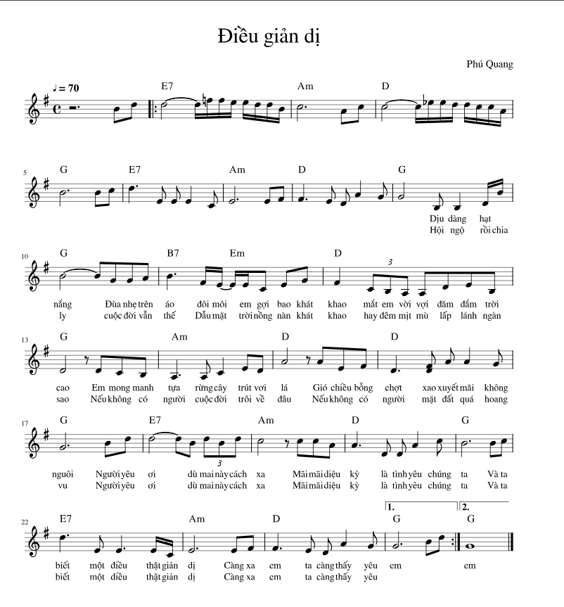 Lời bài hát Điều Giản Dị