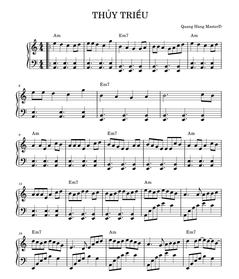 Hợp âm bài hát Thủy Triều