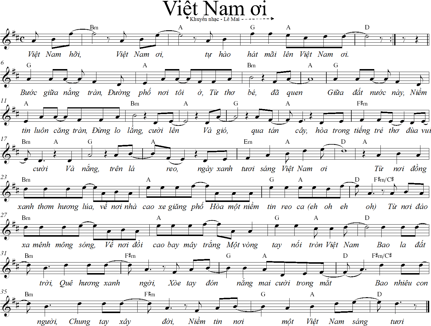 Hợp âm bài hát Việt Nam Ơi