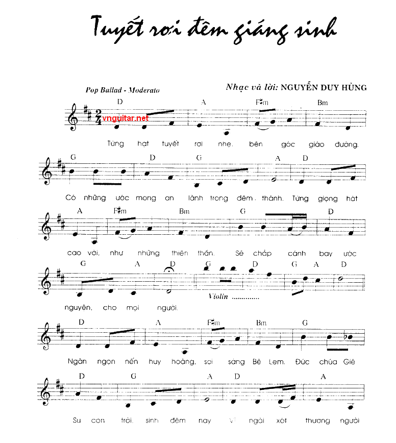 Hợp âm bài hát Tuyết Rơi Đêm Giáng Sinh