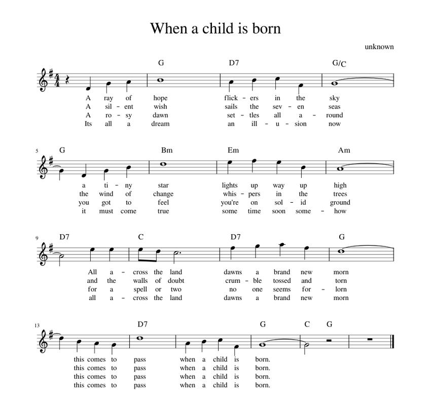 Hợp âm bài hát When A Child Is Born