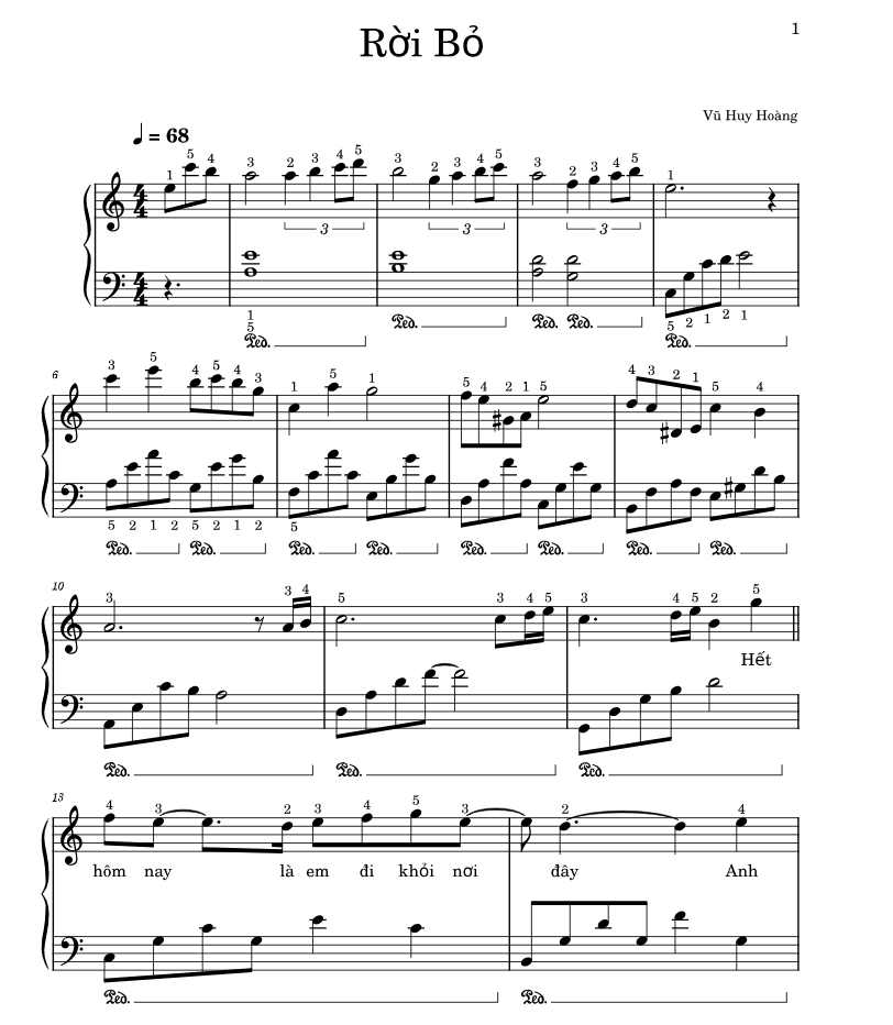 Rời Bỏ Sheet Music for Piano (Solo) Easy
