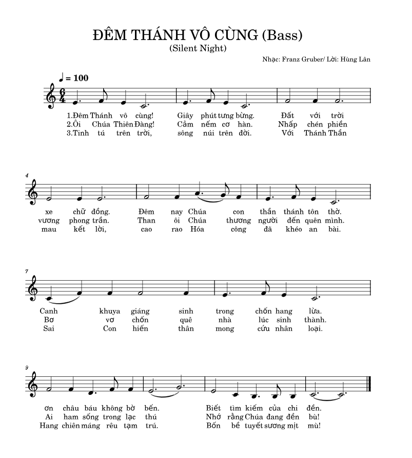 Lời bài hát Đêm Thánh Vô Cùng