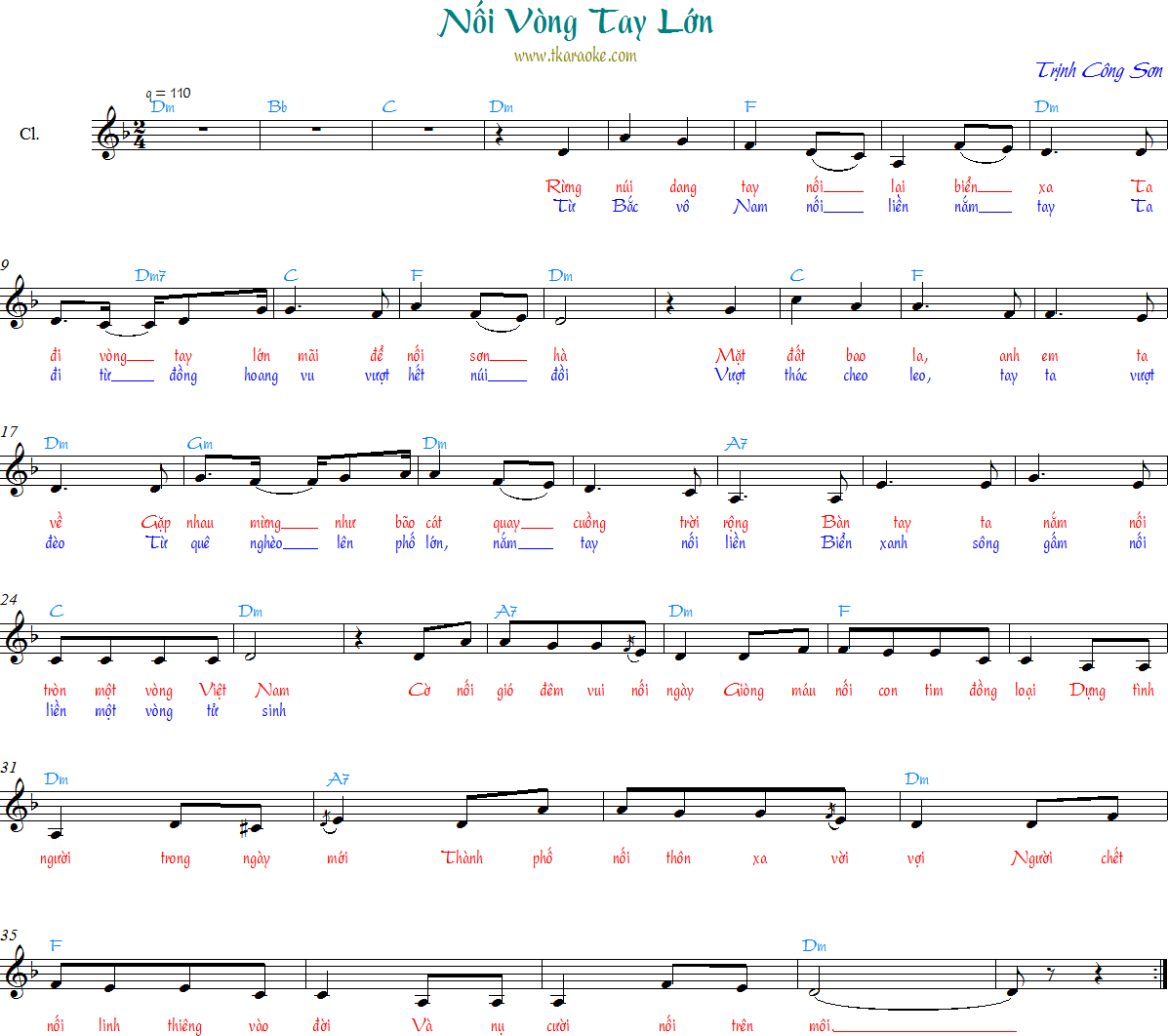Hợp âm bài hát Nối Vòng Tay Lớn