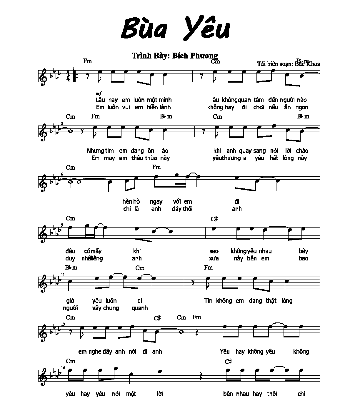 Lời bài hát Bùa Yêu