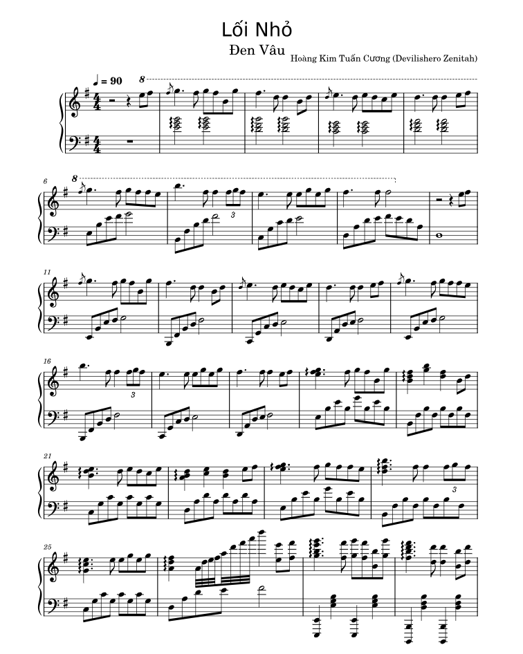 Lối Nhỏ Piano Solo Sheet Music for Piano (Solo)