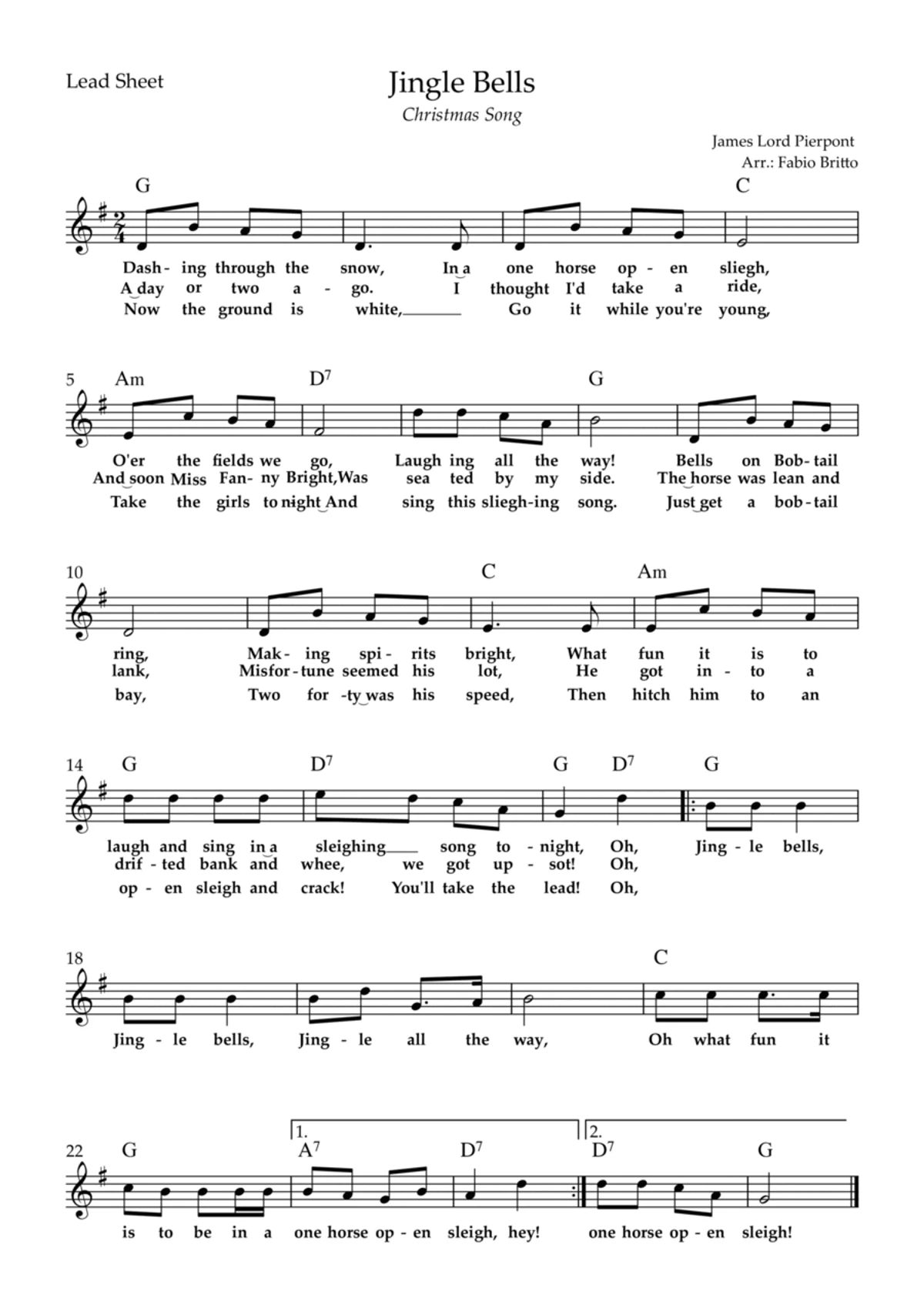 Hợp âm bài hát Jingle Bells