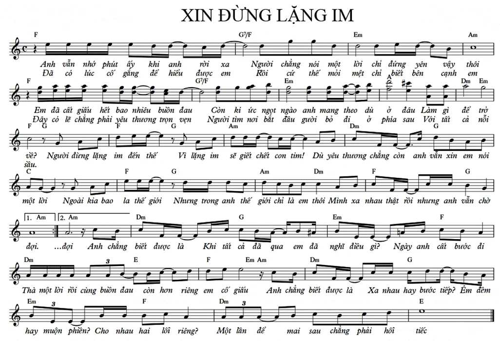 Lời bài hát Xin Đừng Lặng Im