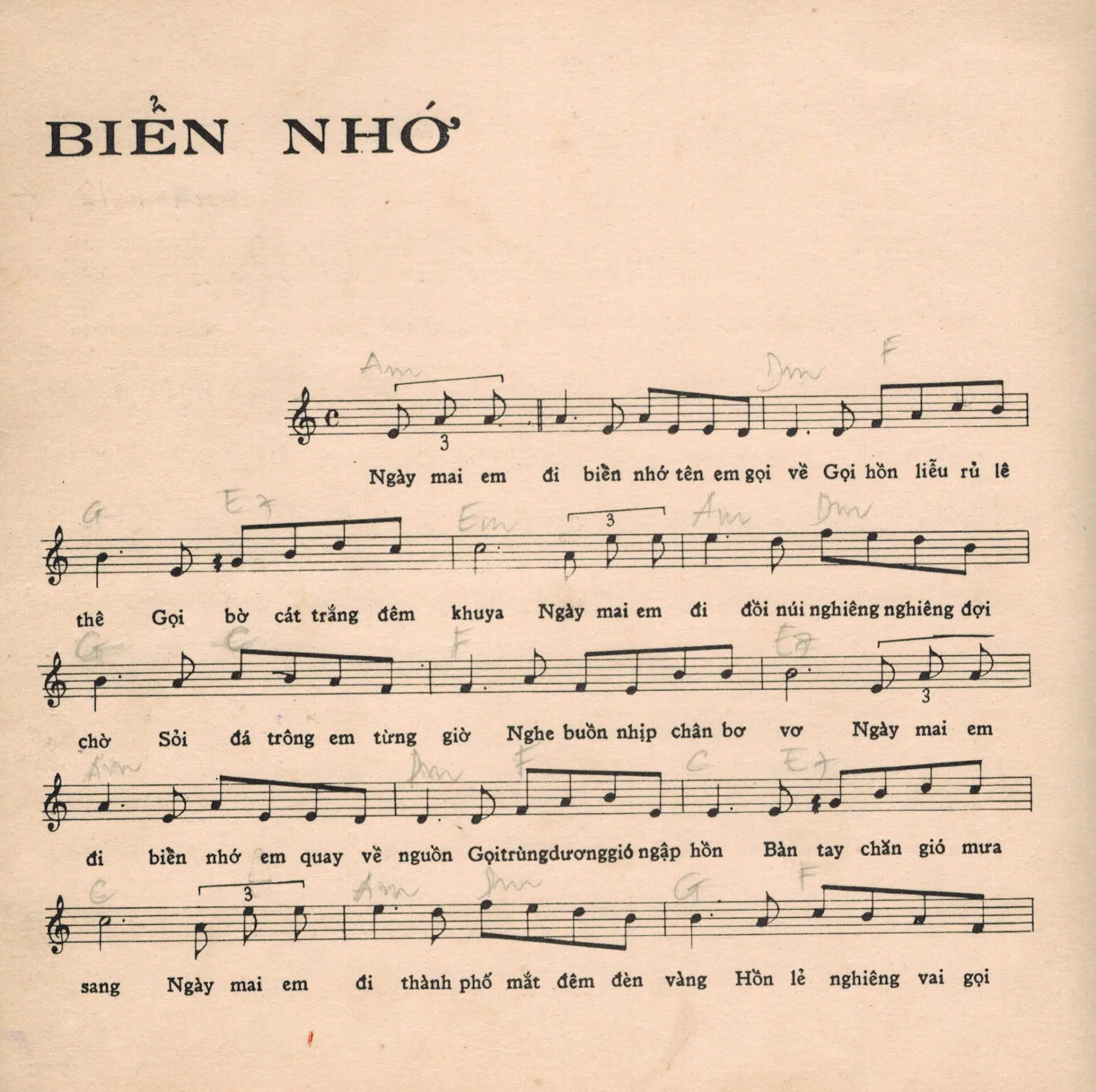 Lời bài hát Biển Nhớ